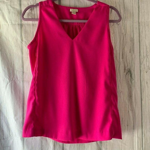 J.CREW Women's Size 2 Sleeveless V-Neck Fuchsia Tank Top Style#B8936 - Picture 2 of 9